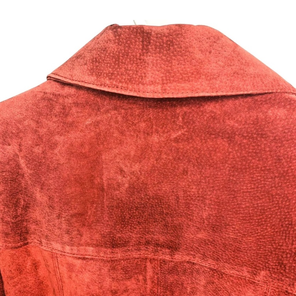 DC Collection Medium Suede Red Button Down Jacket - Picture 7 of 12